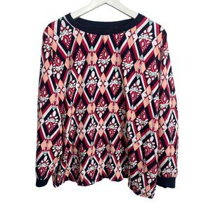 Crown and Ivy Top Womens Plus Size 3X Curvy Shirt Blouse Long Sleeve Blue Red